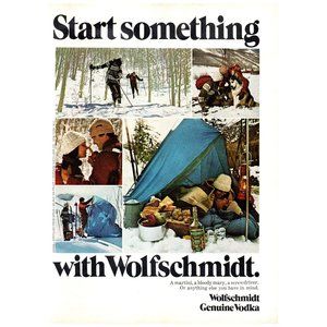 1975 Wolfschmidt Vodka Start Something Vintage Print Ad Camping Outdoors Couple
